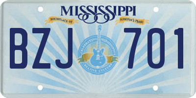 MS license plate BZJ701