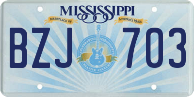 MS license plate BZJ703