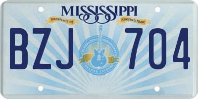 MS license plate BZJ704