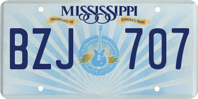MS license plate BZJ707