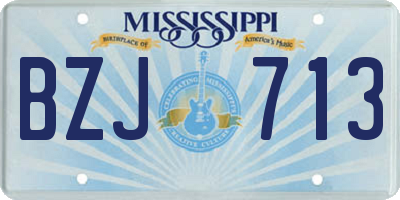 MS license plate BZJ713