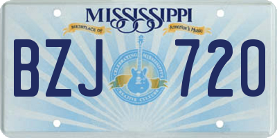 MS license plate BZJ720