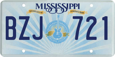 MS license plate BZJ721