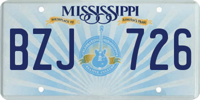MS license plate BZJ726