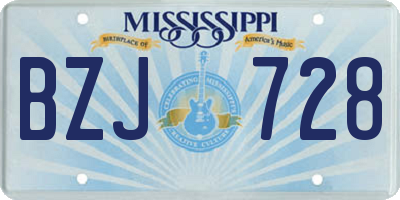 MS license plate BZJ728