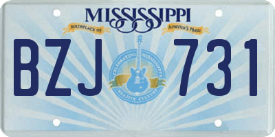 MS license plate BZJ731