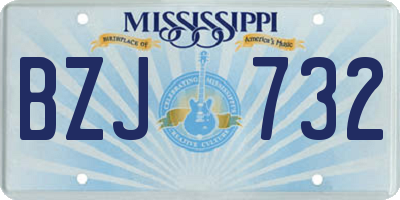 MS license plate BZJ732