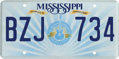 MS license plate BZJ734