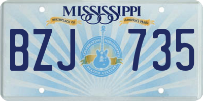 MS license plate BZJ735