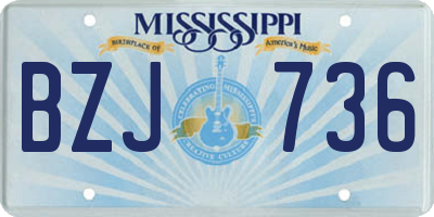 MS license plate BZJ736
