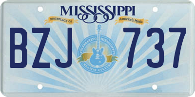 MS license plate BZJ737