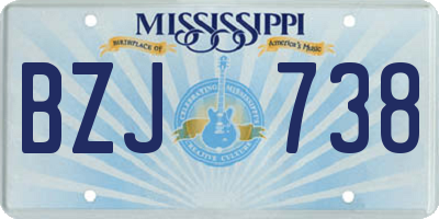 MS license plate BZJ738