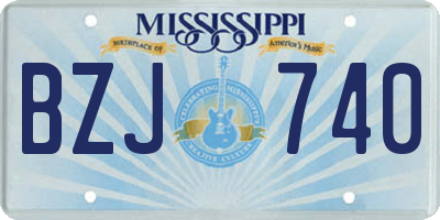 MS license plate BZJ740