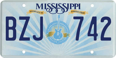 MS license plate BZJ742