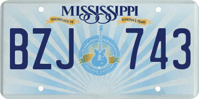 MS license plate BZJ743