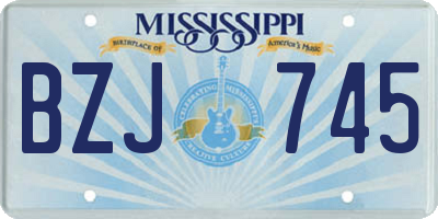 MS license plate BZJ745