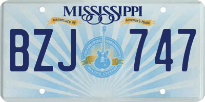 MS license plate BZJ747
