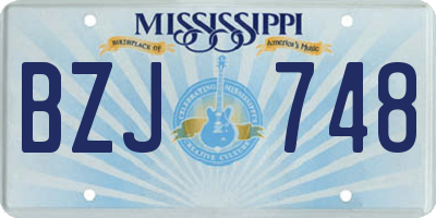 MS license plate BZJ748