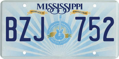 MS license plate BZJ752