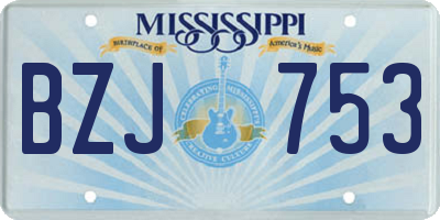 MS license plate BZJ753