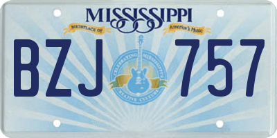 MS license plate BZJ757