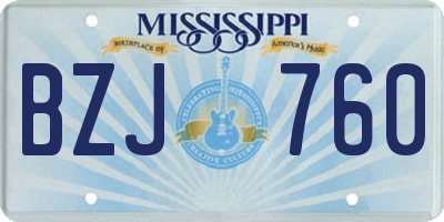 MS license plate BZJ760