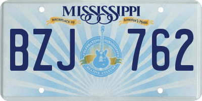 MS license plate BZJ762