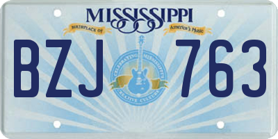 MS license plate BZJ763