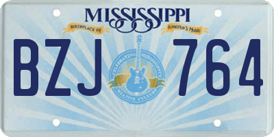 MS license plate BZJ764