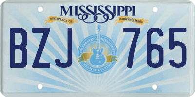 MS license plate BZJ765