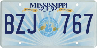 MS license plate BZJ767