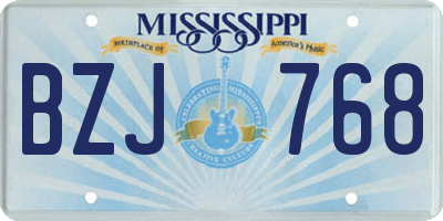 MS license plate BZJ768
