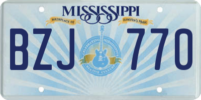 MS license plate BZJ770