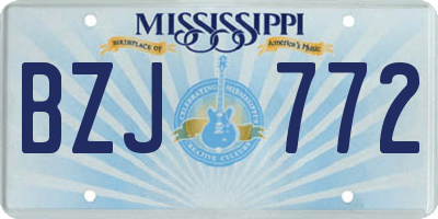 MS license plate BZJ772
