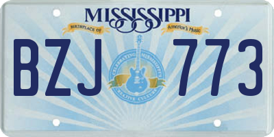MS license plate BZJ773