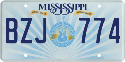 MS license plate BZJ774