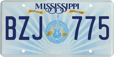 MS license plate BZJ775