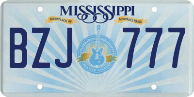 MS license plate BZJ777