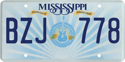 MS license plate BZJ778