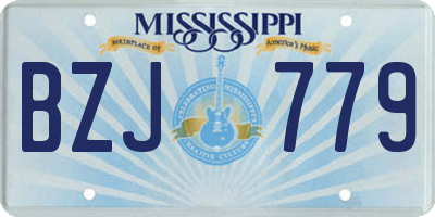 MS license plate BZJ779