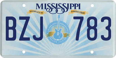 MS license plate BZJ783