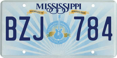MS license plate BZJ784