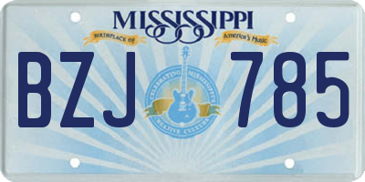 MS license plate BZJ785