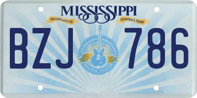 MS license plate BZJ786