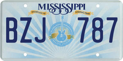 MS license plate BZJ787