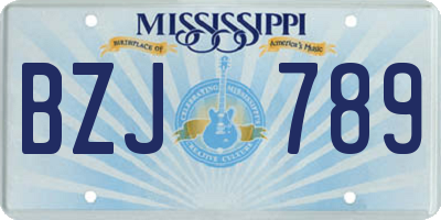 MS license plate BZJ789