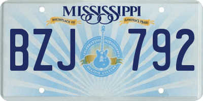 MS license plate BZJ792