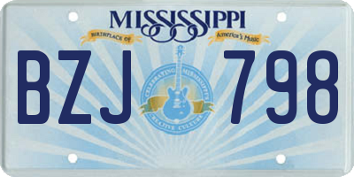MS license plate BZJ798