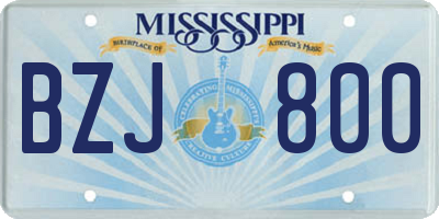 MS license plate BZJ800