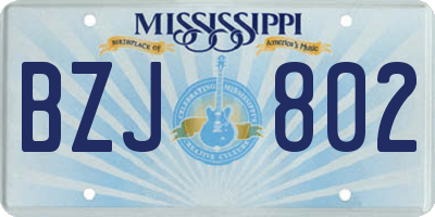 MS license plate BZJ802